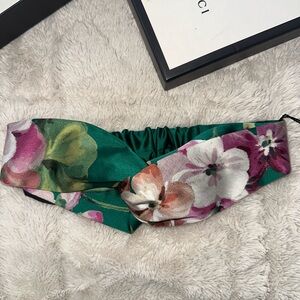 Gucci Floral Twist Headband in Green, Pink & White